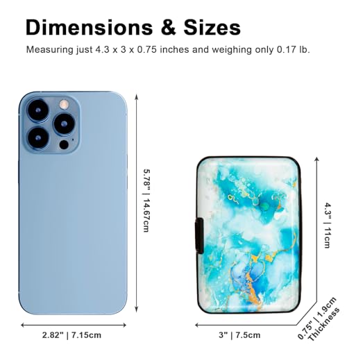 Credit Card Holder Small RFID Blocking Wallet Business Metal Slim Mini Aluminum Hard Case for Women Men - color: Alcohol Ink Fluid Painting