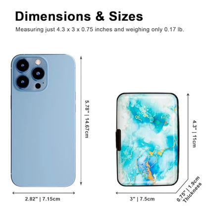 Credit Card Holder Small RFID Blocking Wallet Business Metal Slim Mini Aluminum Hard Case for Women Men - color: Alcohol Ink Fluid Painting