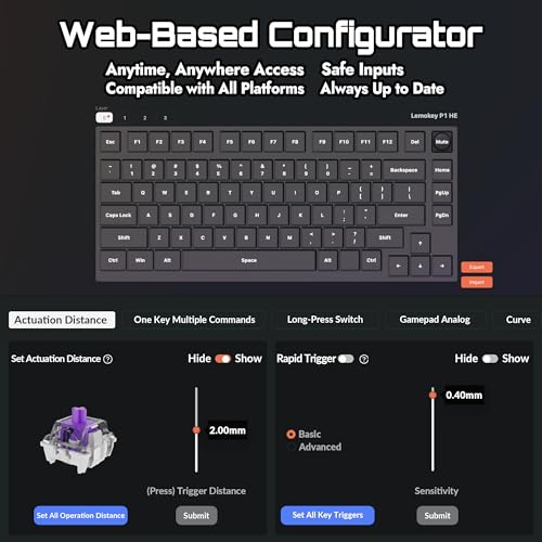LEMOKEY P1 HE 75% Wireless Custom Mechanical Gaming Keyboard with Gateron Double-Rail Magnetic Switches Knob Version, QMK 2.4 GHz Bluetooth 5.2 RGB Backlight Compatible with Mac Windows Linux - White - color: Shine-Through-White