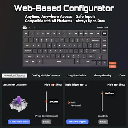 LEMOKEY P1 HE 75% Wireless Custom Mechanical Gaming Keyboard with Gateron Double-Rail Magnetic Switches Knob Version, QMK 2.4 GHz Bluetooth 5.2 RGB Backlight Compatible with Mac Windows Linux - White - color: Shine-Through-White