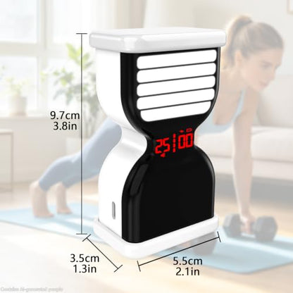 Digital Hourglass Timer, Rechargeable Visual Sand Timers, White | Pomodoro Countdown Timer with ON/OFF Alarm Volume LED Display, Desk Flip Timer, Ideal for Study Work Kitchen - color: White
