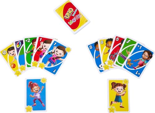 Mattel Games UNO Junior Move Kids Card Game with Action Rules for Family Night, Game Night, Travel, Camping and Party, UNO Cards - style: Move!