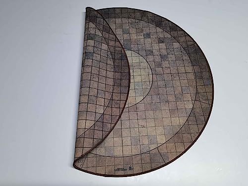 24" Diameter Dungeon Floor Playmat with 1" Grid Stitched Edging, Double-Sided with Universal Dungeon Terrain
