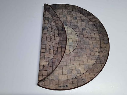 24" Diameter Dungeon Floor Playmat with 1" Grid Stitched Edging, Double-Sided with Universal Dungeon Terrain