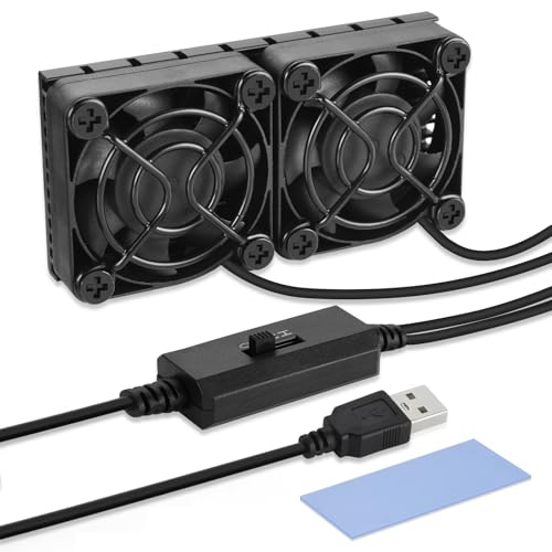 ELUTENG Computer Fan USB 40mm Dual Row 2 in 1 USB PC Fans with 3 Adjustable Speeds 6500RPM Electronics USB Cooling Fan with Black Metal Grid for Laptop TV Box Xbox AV Cabinet PS5 Router Projector - size: 40mm