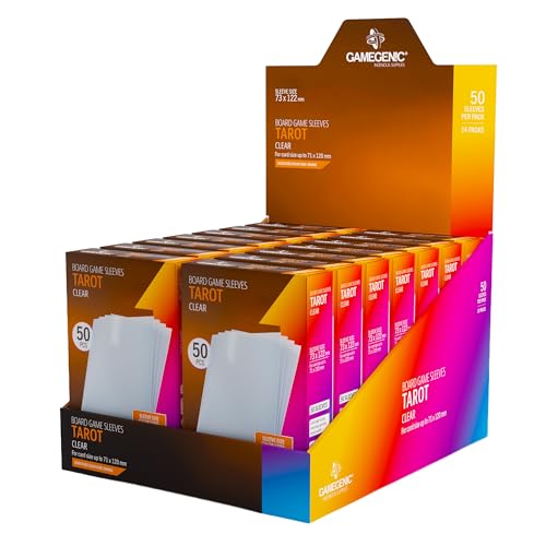 Prime Board Game Sleeves, Pack of 90 Extra-Clear Sleeves, 72 by 122 mm Card Sleeves Optimized for Use with Tarot Cards, Premium Card Protection, FFG Orange Color Code