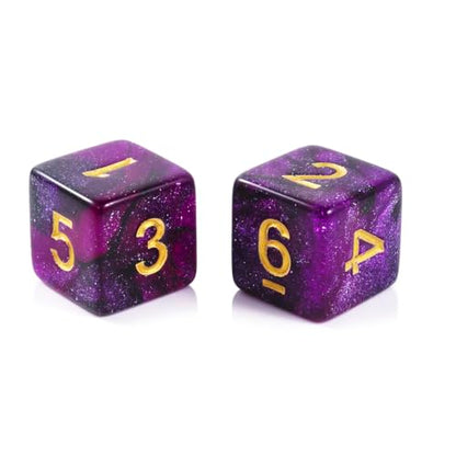 10 Pieces Polyhedral Dice Set D6 Dice 16mm Acrylic 6 Sided Dice Game Dice for Dungeons and Dragons RPG MTG DND Dice Table Games (Starry Purple Black) - color: Starry Purple Black