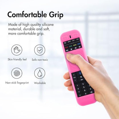 LEFXMOPHY Remote Cover for Super Box S5 PRO, S4 PRO, S5 S 5 S6 MAX 2024 2025, S 6-Ultra, S 6-MAX TV Voice Remote Case Pink Sleeve Glow in Dark - color: PINK
