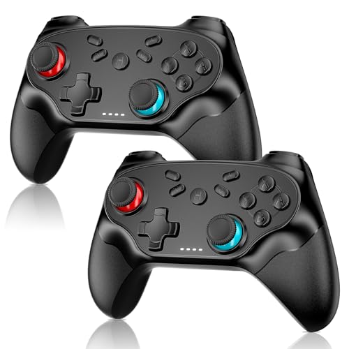Nonbliep 2 Pack Wireless Controller for Nintendo Switch 2/1 Lite/OLED and PC, with Bluetooth, Turbo, Gyro Axis, Dual Vibration, and Screenshot, Compatible with Steam and Switch 2/1 - color: 2-pack black