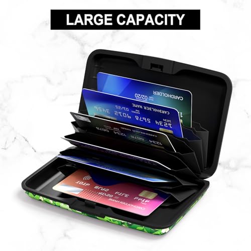 Card Holder Credit Cards Holder for Women RFID wallet women Business Card Holder Wallet Mini Aluminum Card Wallet RFID Blocking Slim Metal Hard Card for Women, Flower Cat - color: Flower Cat