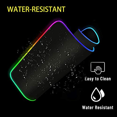 RGB Gaming Mouse Pad, Small Size Glowing Water-Resistant Soft LED Mouse Pad (13.8 x 9.8 x 0.16”) with 14 Lighting Mode, Anti-Slip Rubber Base Mouse Mat for PC LaptopOfficeHomeTravel, L-Black
