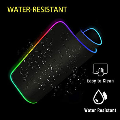 RGB Gaming Mouse Pad, Small Size Glowing Water-Resistant Soft LED Mouse Pad (13.8 x 9.8 x 0.16”) with 14 Lighting Mode, Anti-Slip Rubber Base Mouse Mat for PC LaptopOfficeHomeTravel, L-Black