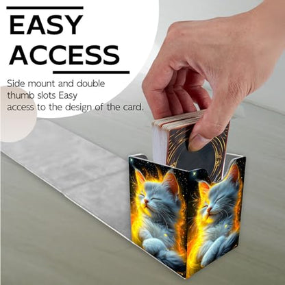 for MTG Deck Box, Trading Card Storage Case Holds 100+ Sleeved Cards, Celestial Kitten Magnetic Closure Durable Deck Holder for Magic The Gathering, TCG & Commander - color: Celestial Kitten