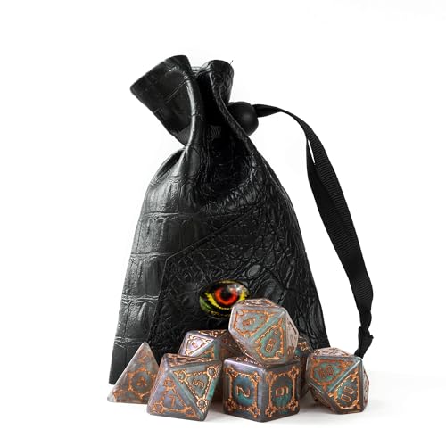 cusdie 7 Pcs 25mm Giant DND Dice with Dragon Eye Dice Bag, Polyhedral Dice Set, D&D Dice for Pathfinder RPG(Gray Green) - color: Light Green
