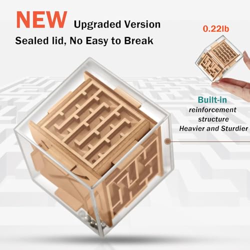 Fidget Puzzle Cube for Kids and Adults - 6-Sided Wooden Puzzle Game Fidget Toy for Anxiety Relief - Handheld Maze Cube for Travel - 3D Brain Teaser Magic Cube Fidget for Christmas Stocking Stuffers