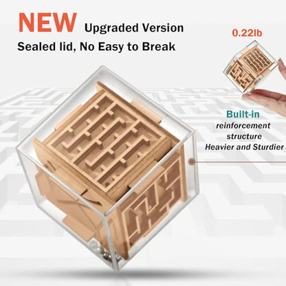 Fidget Puzzle Cube for Kids and Adults - 6-Sided Wooden Puzzle Game Fidget Toy for Anxiety Relief - Handheld Maze Cube for Travel - 3D Brain Teaser Magic Cube Fidget for Christmas Stocking Stuffers