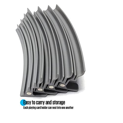 BRADYS HOUSE - Extendable Plastic Playing Card Holder Set of 4 (Grey), Card Holders for Card Games