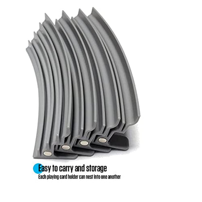 BRADYS HOUSE - Extendable Plastic Playing Card Holder Set of 4 (Grey), Card Holders for Card Games