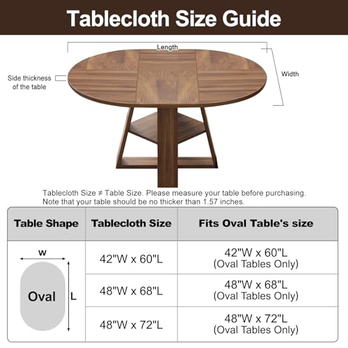 LIBERECOO Oval Clear Fitted Vinyl Tablecloth - Fits 48 x 72 Inch Oval Tables Only - Heavy Duty Elasticized Table Cover Elastic Edged Plastic Tablecloths Protector - size: 72" x 48" (Oval)