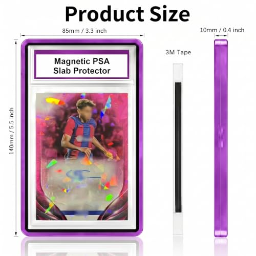 PSA Slab Case with 9-Point Secure Lock, Aluminum Alloy Graded Card Case, Magnetic UV Protection Slab Protector Fits 35PT PSA, CGC, CSG Cards, Professional Display Frame for Sports Cards (purple) - color: Purple