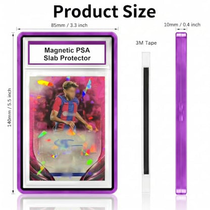 PSA Slab Case with 9-Point Secure Lock, Aluminum Alloy Graded Card Case, Magnetic UV Protection Slab Protector Fits 35PT PSA, CGC, CSG Cards, Professional Display Frame for Sports Cards (purple) - color: Purple