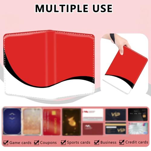 4 Pocket Trading Card Binder, Holds 400 Cards, PU Zipper Binder | PU leather cover, holds 400 cards, 50 removable pages, zipper closure, portable storage and protection. - color: Red, black and white