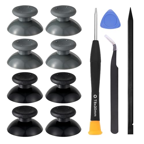 Ikpek 8 Pcs Replacement Thumbsticks for Xbox 360 Controller, Plastic Thumb Stick Joystick Grip Replacement for Xbox 360 Controller Accessories - size: 4 Black + 4 Grey