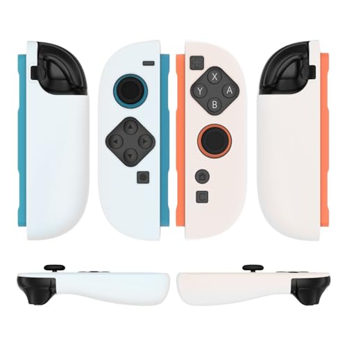 TNP JoyCon 2 Case Cover for Nintendo Switch 2 2025 - Soft Anti-Slip Silicone Protective Skin with Thumb Grip Caps Compatible with Nintendo Switch 2 Joy-Con 2 Controllers, 2 Pack (White) - color: White