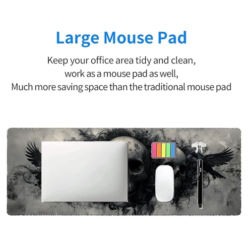 Ghost Skull Fog Desk Pad Mouse Pad Dark Skull Crow XL Mouse Pad Large Mousepad Extended Laptop Keyboard Mat Gaming Desk Pad Mouse Mat 31.5"x11.8" Office Computer Keyboard Laptop Home - color: Ghost Skull Fog_009, size: 11.8" x 31.5"