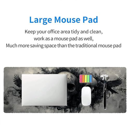 Ghost Skull Fog Desk Pad Mouse Pad Dark Skull Crow XL Mouse Pad Large Mousepad Extended Laptop Keyboard Mat Gaming Desk Pad Mouse Mat 31.5"x11.8" Office Computer Keyboard Laptop Home - color: Ghost Skull Fog_009, size: 11.8" x 31.5"