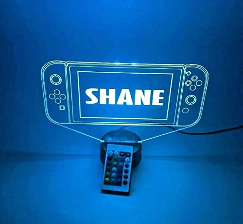 MIRROR MANIA Handheld Video Game Console Switch Night Light Up Lamp LED Personalized Engraved Controller Gaming Room Desk Table Lamp, It's Wow, 16 Color Changing Options with Remote, Gamer Gift