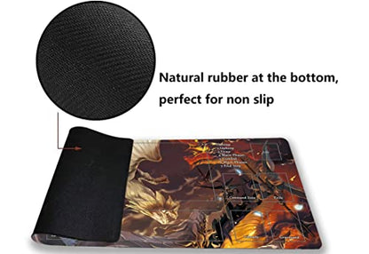 MTG Playmat, Game Play Mat for MTG TCG 24 x 14 inches Trading Card Inked Game Playmats with Storage Bag Smooth Rubber Surface Battle - color: Battle Dragon With Zones