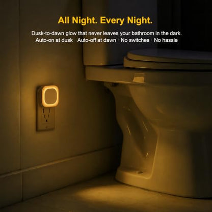 2 Pack Plug in Dimmable Night Light, Auto Dusk to Dawn Sensor, Soft Golden Yellow Light for Bathroom, Hallway, Stairs, Kitchen, Bedroom, as Mother or Father Gifts - color: Golden Yellow