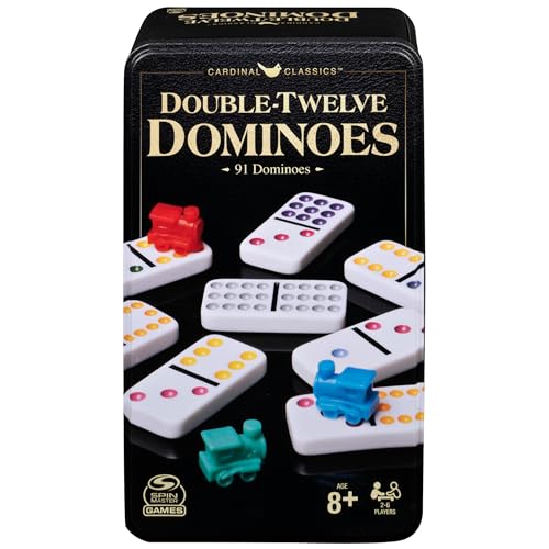 Spin Master Games Double 12 Dominoes Set in Storage Tin Classic Tile Game - style: Double 12 Dominoes Set