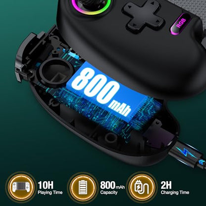 Wireless Mobile Game Controller for iPhone & Android – Hall Effect Joystick & Triggers, Programmable Back Buttons, Phone Case Support, Compatible with Steam Link, Xbox Game Pass, CODM, Roblox, Minecraft & Native Controller Games - color: Black