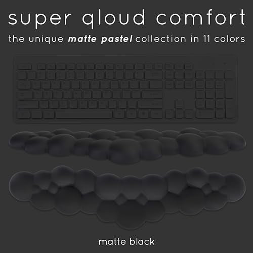 Black Cloud Keyboard Wrist Rest – Create-ables Qloud Black Wrist Rest for Computer Keyboard and Mouse, Ergonomic Memory Foam Wrist Pad with Non-Slip Base, Includes Cloud Mouse Pad - color: 03 Matte Black