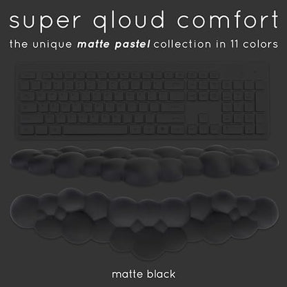 Black Cloud Keyboard Wrist Rest – Create-ables Qloud Black Wrist Rest for Computer Keyboard and Mouse, Ergonomic Memory Foam Wrist Pad with Non-Slip Base, Includes Cloud Mouse Pad - color: 03 Matte Black