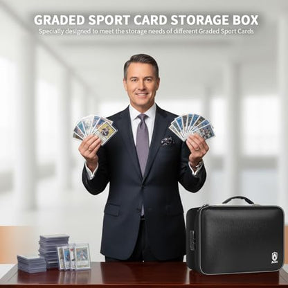 Fireproof & Waterproof Graded Card Box with Lock for PSA and BGS | Also for CGC, for ISA, for SGC, for HGA, for GMA and for FGS; 14 Foam Slots and a Combination Lock Secure Slabs, Case Only