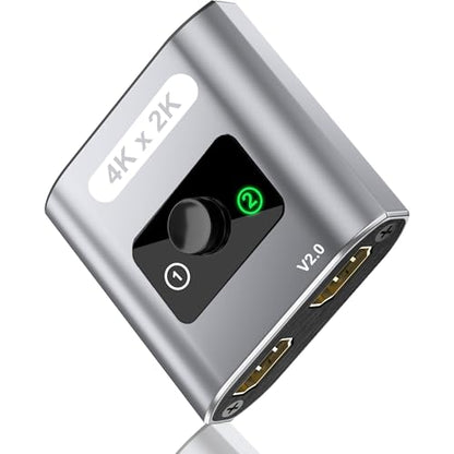 HDMI Switch Splitter 4K@60Hz, Aluminum Bi-Directional HDMI 2.0 Switcher, HDMI Splitter 1 in 2 Out/ 2 in 1 Out, Support 4K 3D HDR for Xbox, PS5/4/3, Fire Stick, Roku, HDTV, Projector, Computer (Gray) - color: Gray