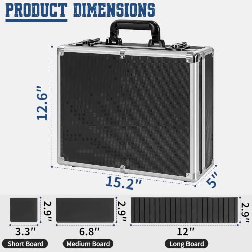 Aluminum Storage Case with Adjustable Dividers, Multi-Function Lockable Storage Carrying Case for Graded Card, Barber Tools, Makeup Tools, etc (Large) ﻿ - size: L 15'' X W 13' X H 5''