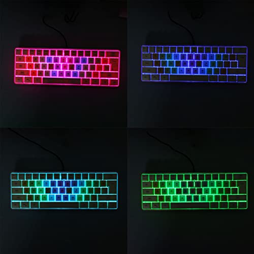 61 Keys Mechanical Gaming Keyboard RGB Backlit Compact 60 Percent Wired Keyboard with Colorful Keycaps for PC, Office Amp,Gaming Portable Mini Keyboard with Optical Switches (White) - color: White