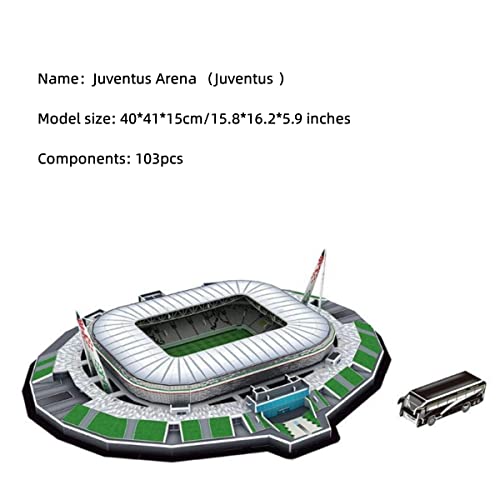 Classic Football Stadium Puzzle,3D Puzzle Soccer Club Venues,3D Paper Model Building Puzzle Kit, Soccer Stadium Souvenir Gift,Handmade Puzzle Ornaments，Cardboard Model (Arena Juv) - color: Arena Juv