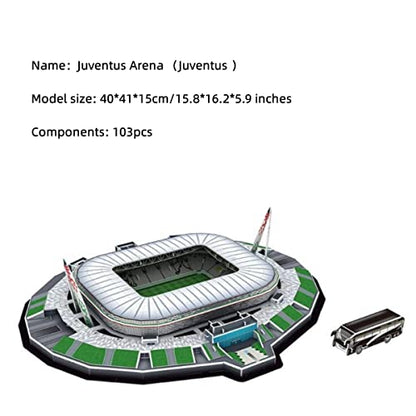 Classic Football Stadium Puzzle,3D Puzzle Soccer Club Venues,3D Paper Model Building Puzzle Kit, Soccer Stadium Souvenir Gift,Handmade Puzzle Ornaments，Cardboard Model (Arena Juv) - color: Arena Juv