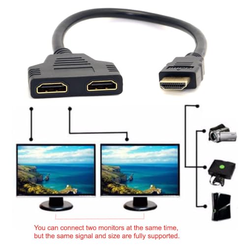 xiwai HDMI 1 in 2 Out Splitter Male to Dual Female Adapter Cable 1 to 2 Way Switch Extension Cord for PC, HDTV, Laptop 1080P - style: Without Power