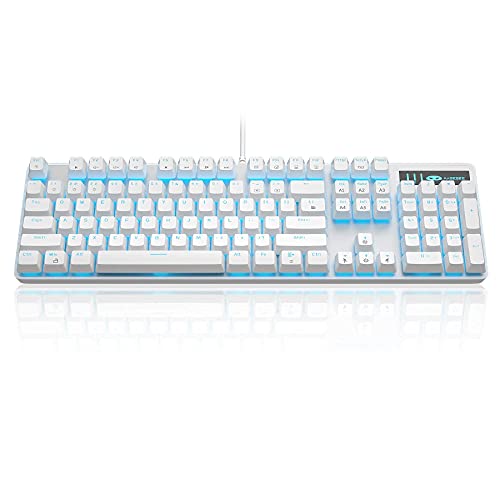 MageGee Mechanical Gaming Keyboard, Wired USB Adjustable Backlight Keyboard, New Mechanical Storm 100% Anti-ghosting Keyboards with Blue Switches for Windows PC/MAC Games (White) - color: White