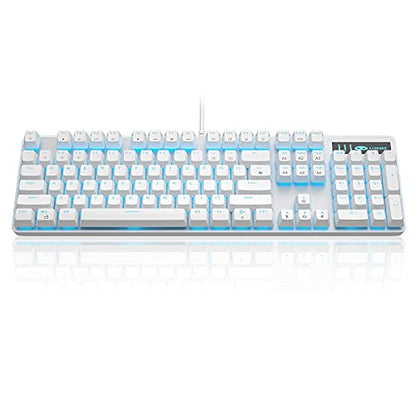MageGee Mechanical Gaming Keyboard, Wired USB Adjustable Backlight Keyboard, New Mechanical Storm 100% Anti-ghosting Keyboards with Blue Switches for Windows PC/MAC Games (White) - color: White