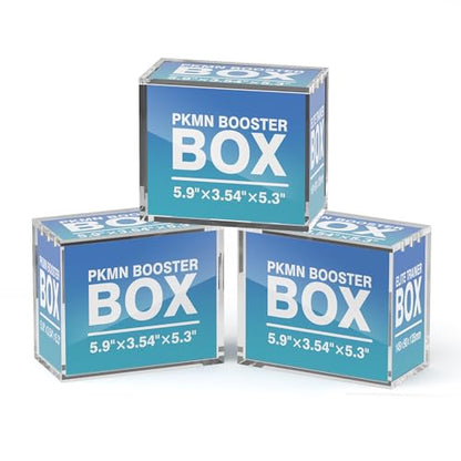 Booster Box Acrylic Case with Magnetic Closure, 5mm Thick Stackable Display Protector Storage Box for PKMN Card Game Booster Box Collection (3 Pack - size: PKMN Booster Box Case