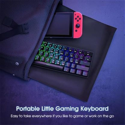 Portable 60% Mechanical Gaming Keyboard, Wired Keyboard with Blue Switches,LED Customization Backlit,61 Keys Ultra-Compact Mini OfficeKeyboard for PC/Mac/Xbox,Easy to Carry On Trip-Black - color: Premium Black
