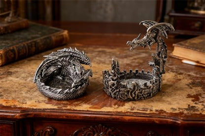 Elegant Dragon Dice Holder Tower - Perfect Dragon Gifts for Men, DND DICE Jail,DND Gifts for Men, 5.12 inches - color: Antique Sliver