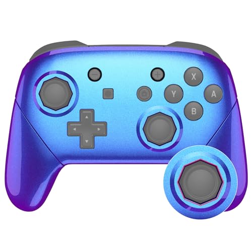 eXtremeRate Chameleon Purple Blue Faceplate Backplate Handles Cover, Octagonal Gated Sticks Design DIY Replacement Grip Housing Shell for Nintendo Switch Pro Controller - Controller NOT Included - color: Chameleon Purple Blue